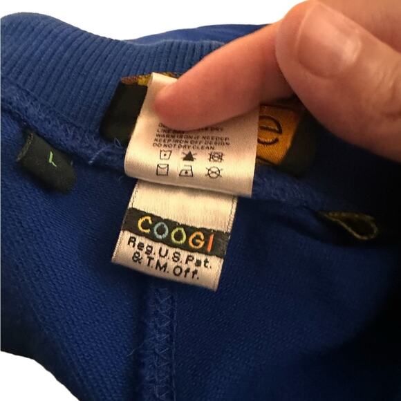 COOGI Vintage Flared Embroidered Knit Sweat Pants, Bright Blue Bling, L - Picture 5 of 15